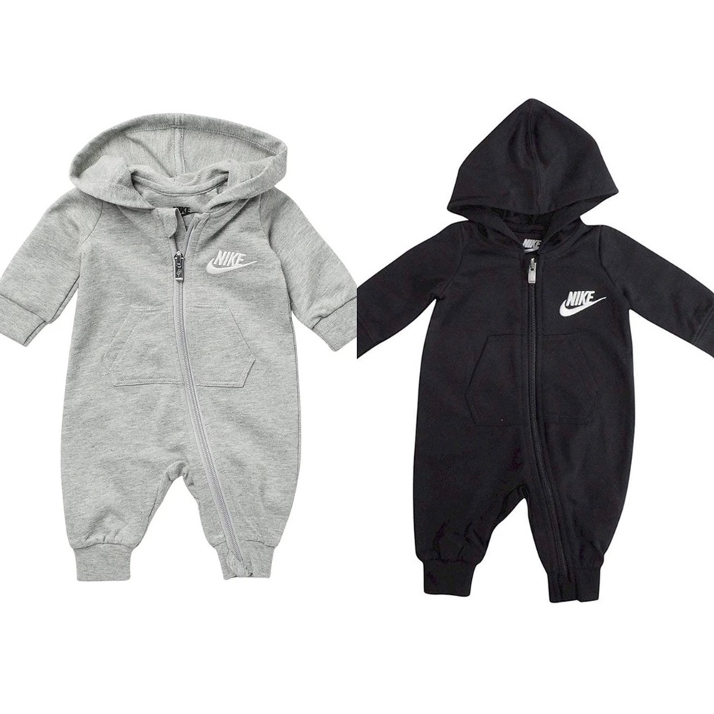 Nike Gray & Black Zip Up Footless Hooded Tracksuit Bundle Baby Size Newborn